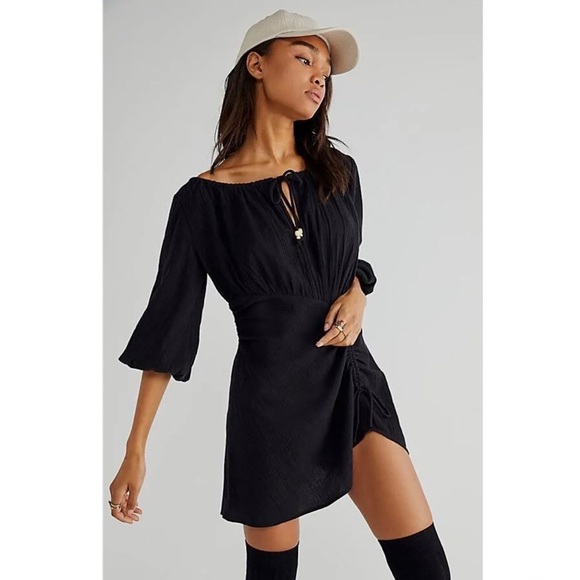 Free People Port Sunlight Mini Dress in Black - Picture 1 of 6